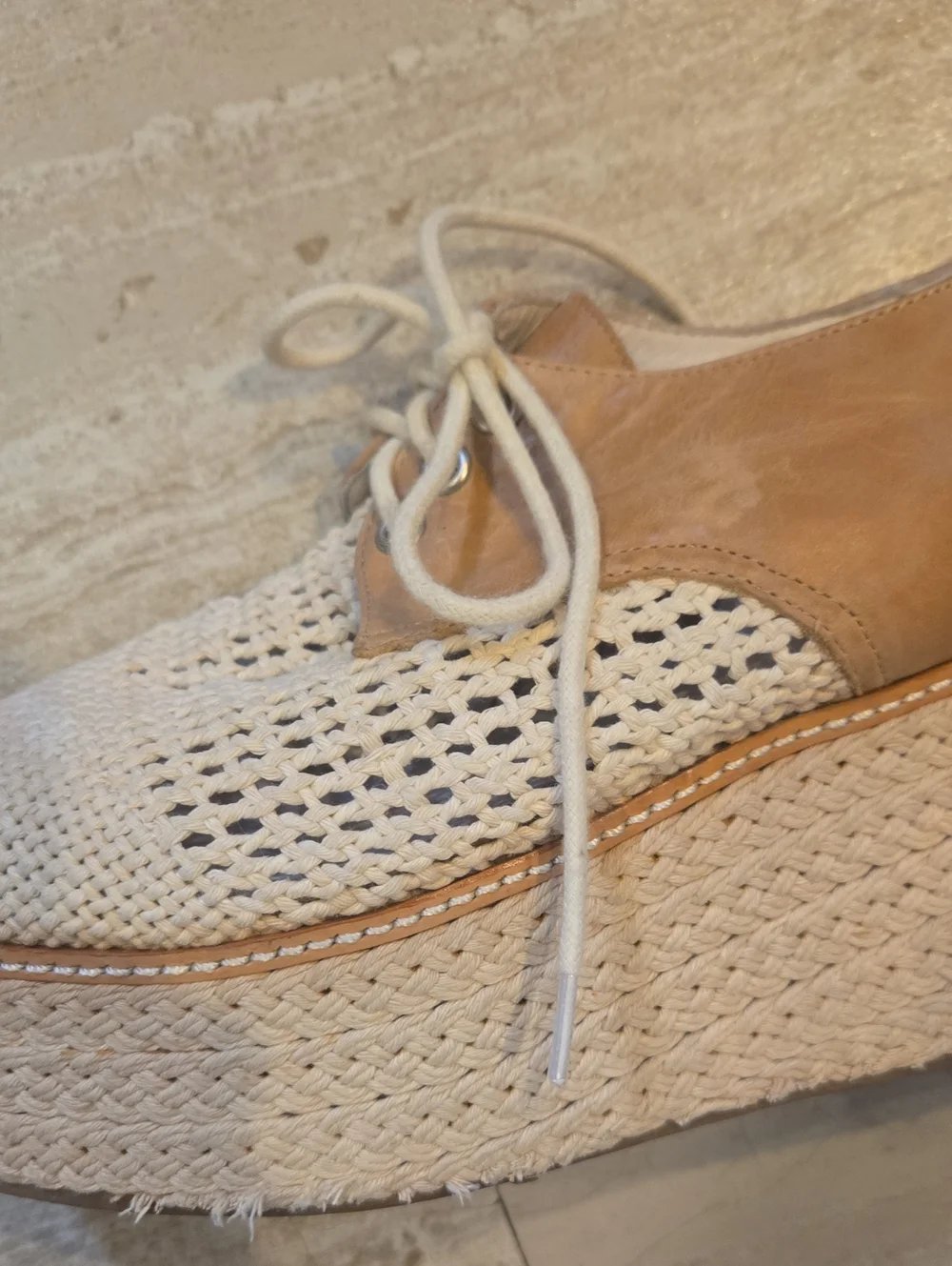 Jeffrey Campbell Curran Tie Jute/Crochet Platform Espadrille